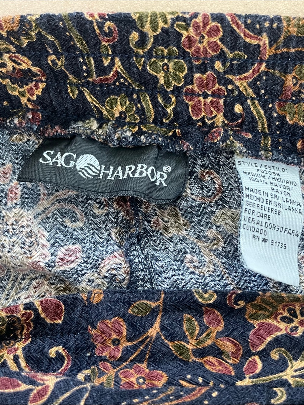 Sag Harbor Vintage Maxi Skirt M Floral Paisley Whimsy Goth Dark Academia 90s - Picture 3 of 8